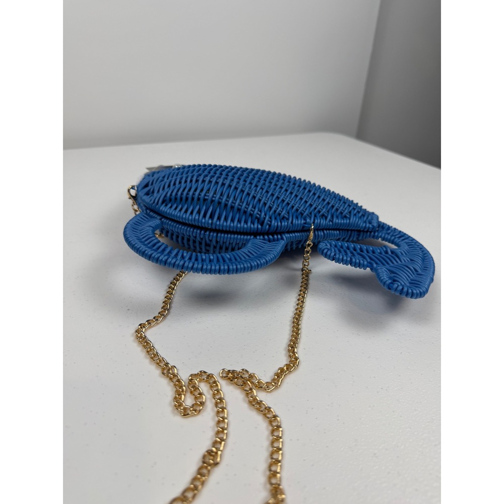 New Tommy Bahama Navy Blue Raffia Wicker Whale Crossbody Bag Woven Purse NWT - Picture 9 of 10